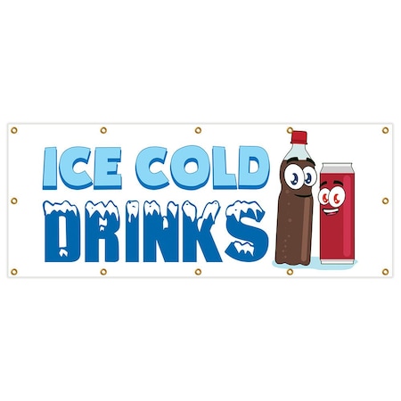 Ice Cold Drinks 3 Banner Heavy Duty 13 Oz Vinyl With Grommets